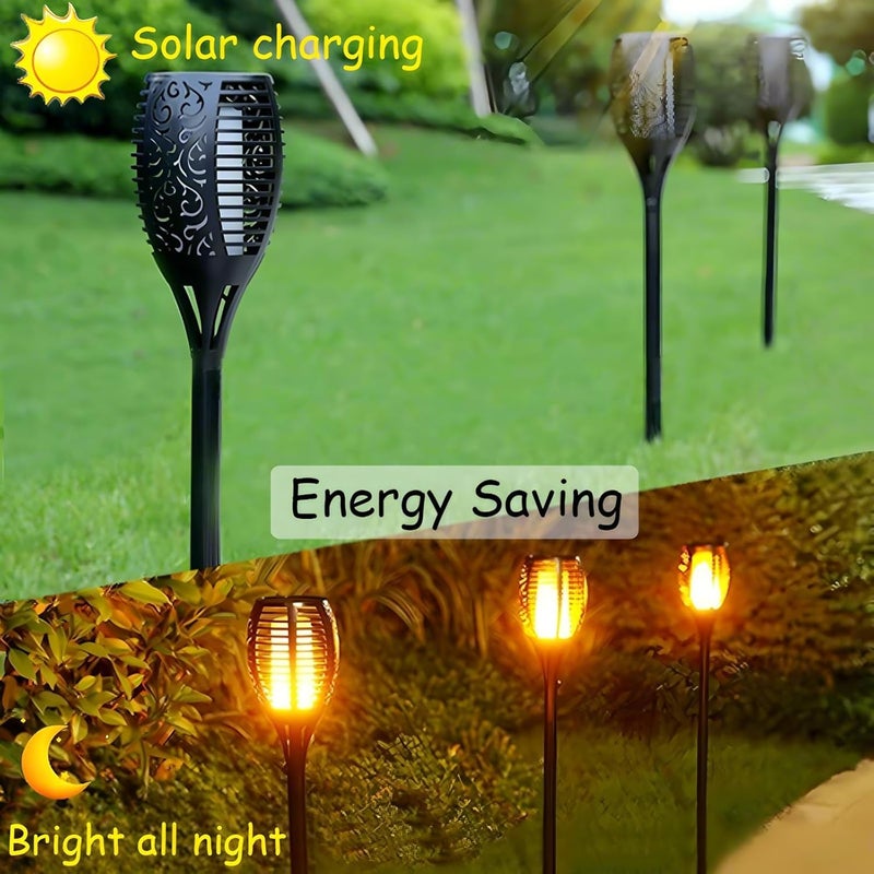 HAKSEIFA 4 Pack Outdoor Solar Flame Light,Solar Lights Outdoor for Garden Decorations with Flickering Flame,IP65 Waterproof Solar Powered Yard Lights Torch Light for Lawn Patio Pathway (Warm White) - Image 2